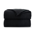 Cozecube Black Throw Blanket For Couch, Soft Cozy Cable Knit Throw Blanket For Bed Sofa Living Room, Lightweight Warm Decorative