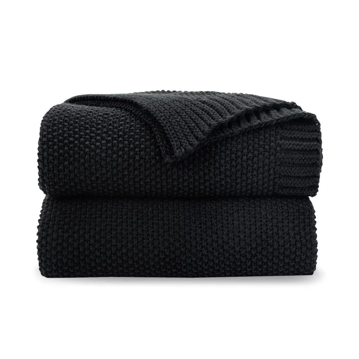 Cozecube Black Throw Blanket For Couch, Soft Cozy Cable Knit Throw Blanket For Bed Sofa Living Room, Lightweight Warm Decorative