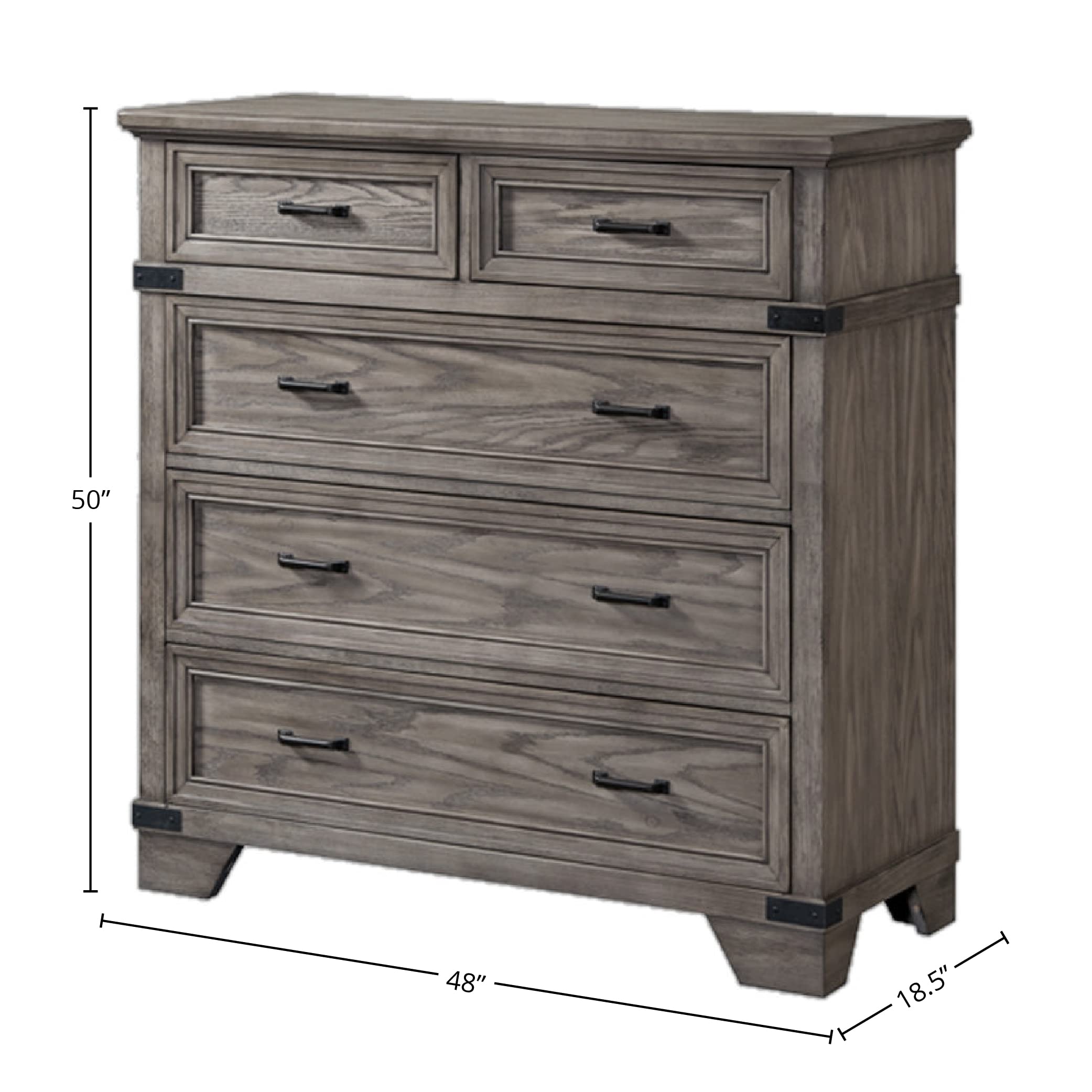 Intercon Forge Chest with 5 Drawers, Brushed Steel Dresser