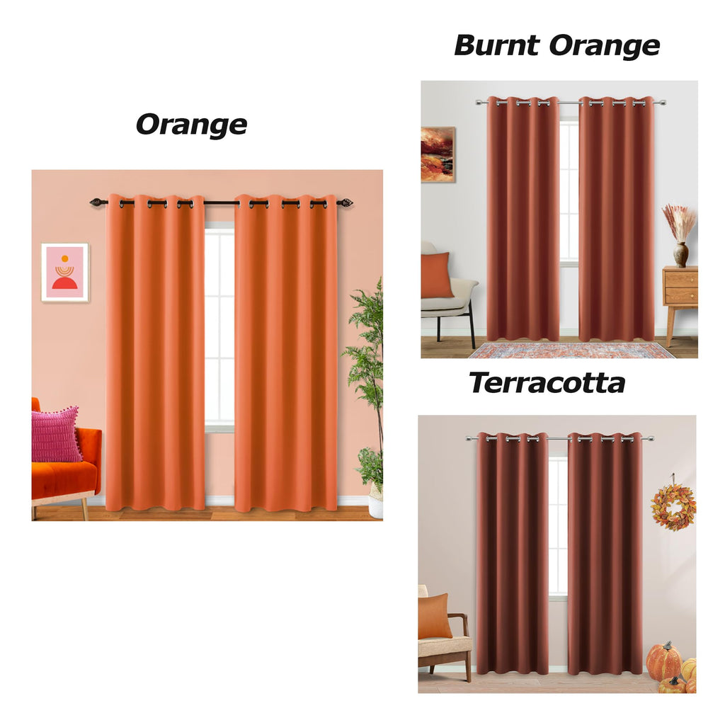 Koufall Living Room Curtains 96 Inches Long,Window Treatments Fall Decorations For Bedroom Home,Orange