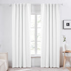 Deconovo Long Semi Blackout Curtains - Back Tab And Rod Pocket 50% Light Blocking Curtain Drapes For Hall Room, 42X108 Inch, White, 2 Panels