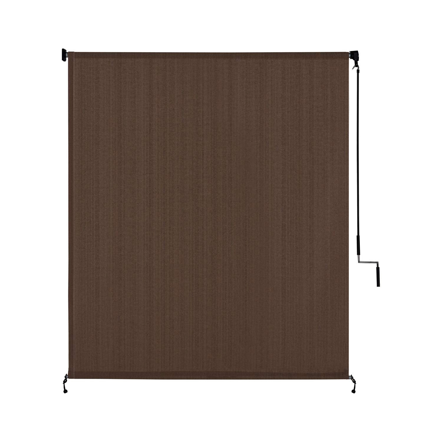 Vicllax Outdoor Roller Shade Fabric For Porch Gazebo, Patio Cordless Blinds Roll Up Shade (7' W X 8' L), Mocha