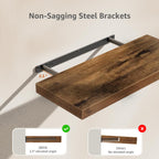 QEEIG Floating Shelves Rustic Brown Engineered Wood 24 x 9 inch Set of 2 Mounted Bathroom Shelves