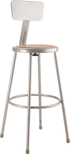 National Public Seating 6230B Grey Steel Stool with 30" Hardboard Seat and Backrest