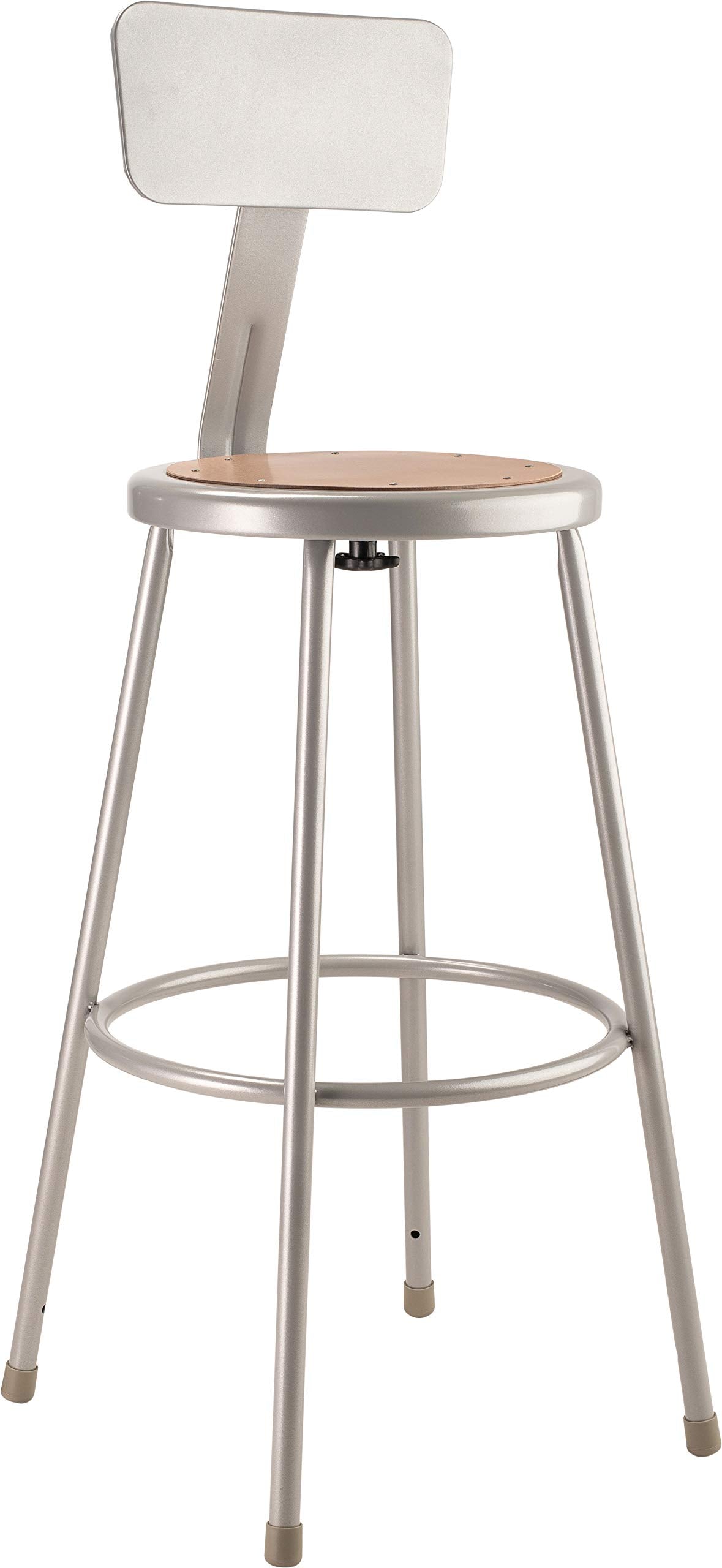 National Public Seating 6230B Grey Steel Stool with 30" Hardboard Seat and Backrest