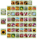 Set Of 50 Assorted Flower Seed Packets Flower Seeds In Bulk - 10 Varieties Available