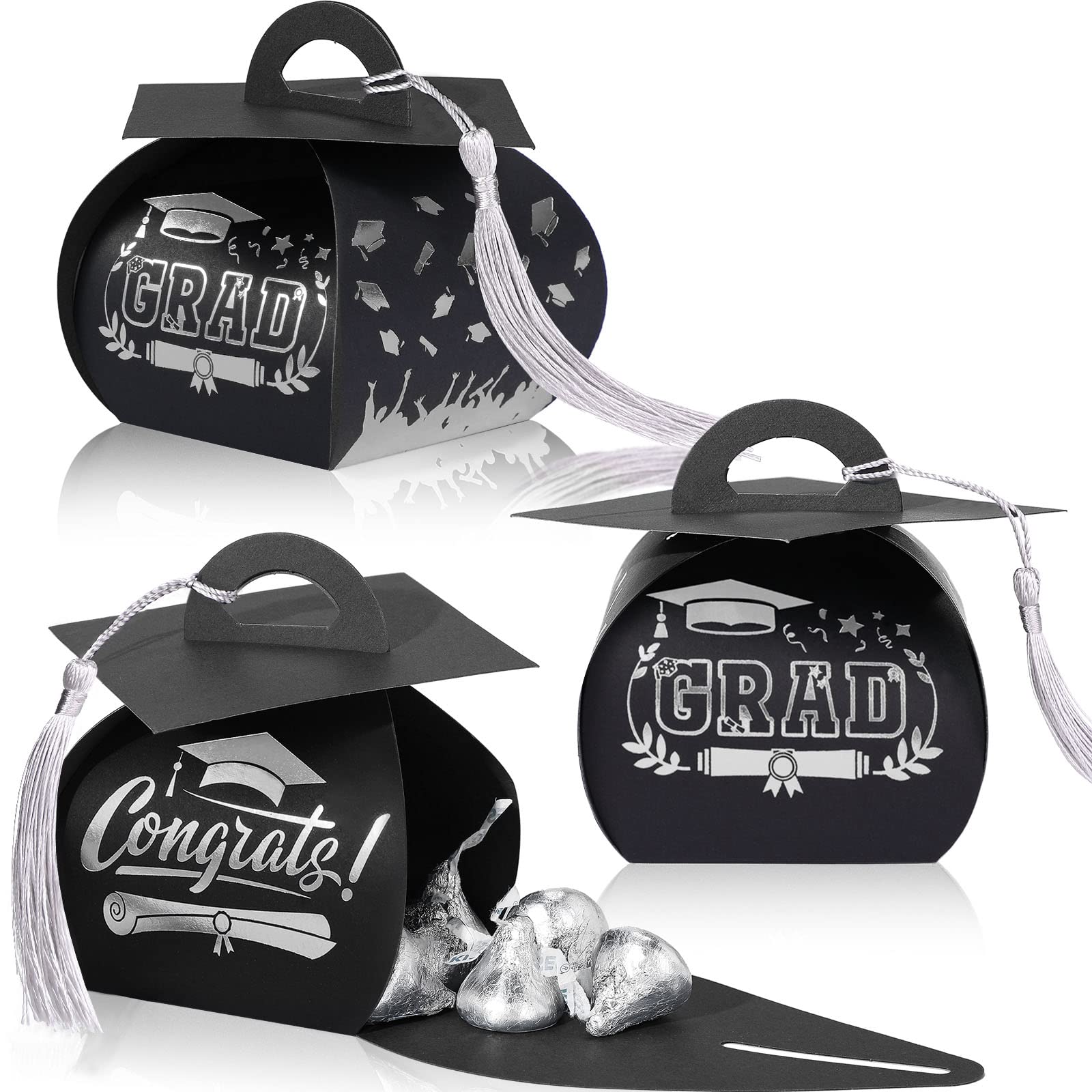 TaoBary 30 Pcs Graduation Cap Gift Boxes Graduation Decorations Class of 2026 Candy Box with Tassel for 2026 Grad Party Favors S