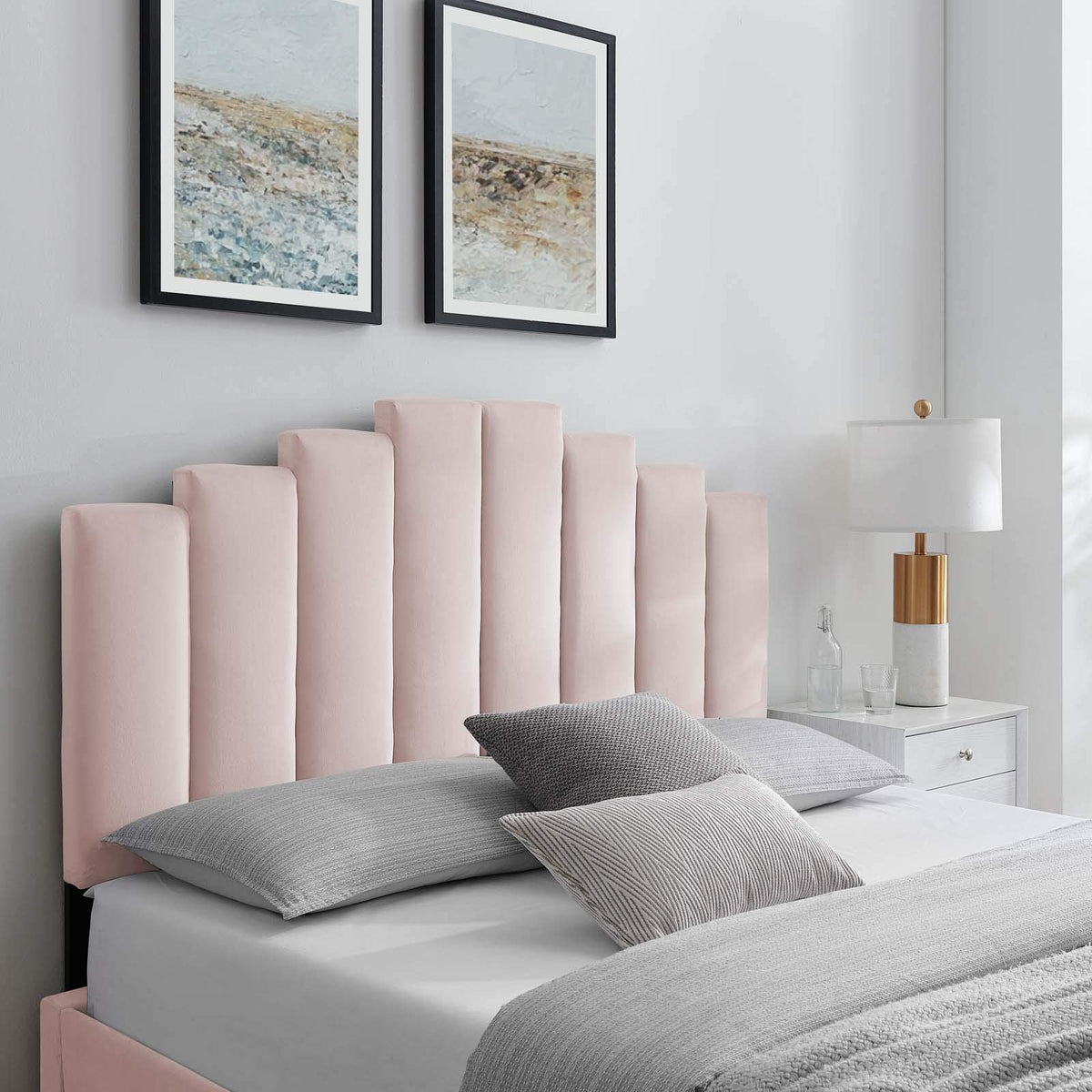 Modway Noelle Performance Velvet King/California King Headboard In Pink