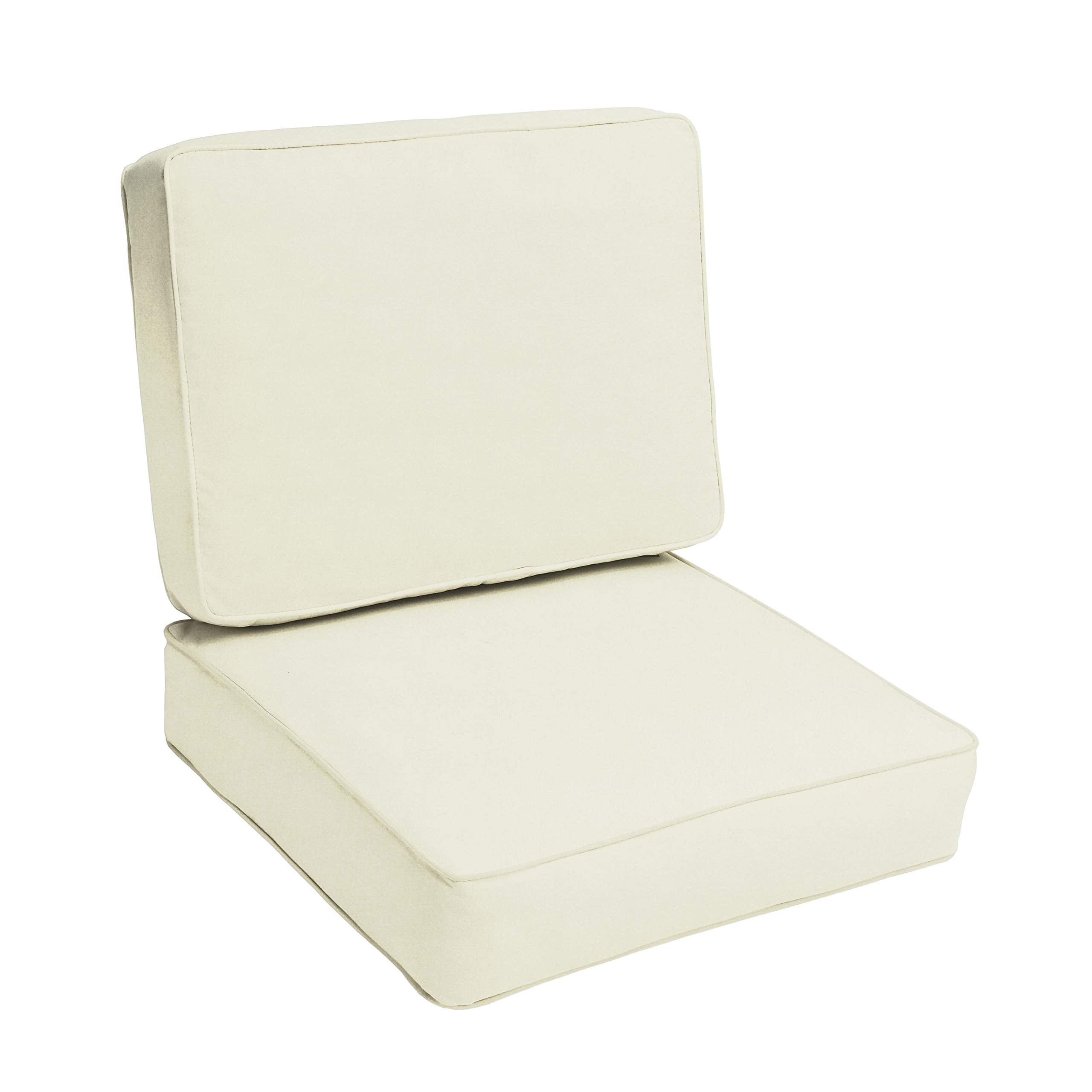 Sorra Home Sunbrella Canvas Natural Outdoor Seat And Back Cushion Set, 22 In X 22 In X 4