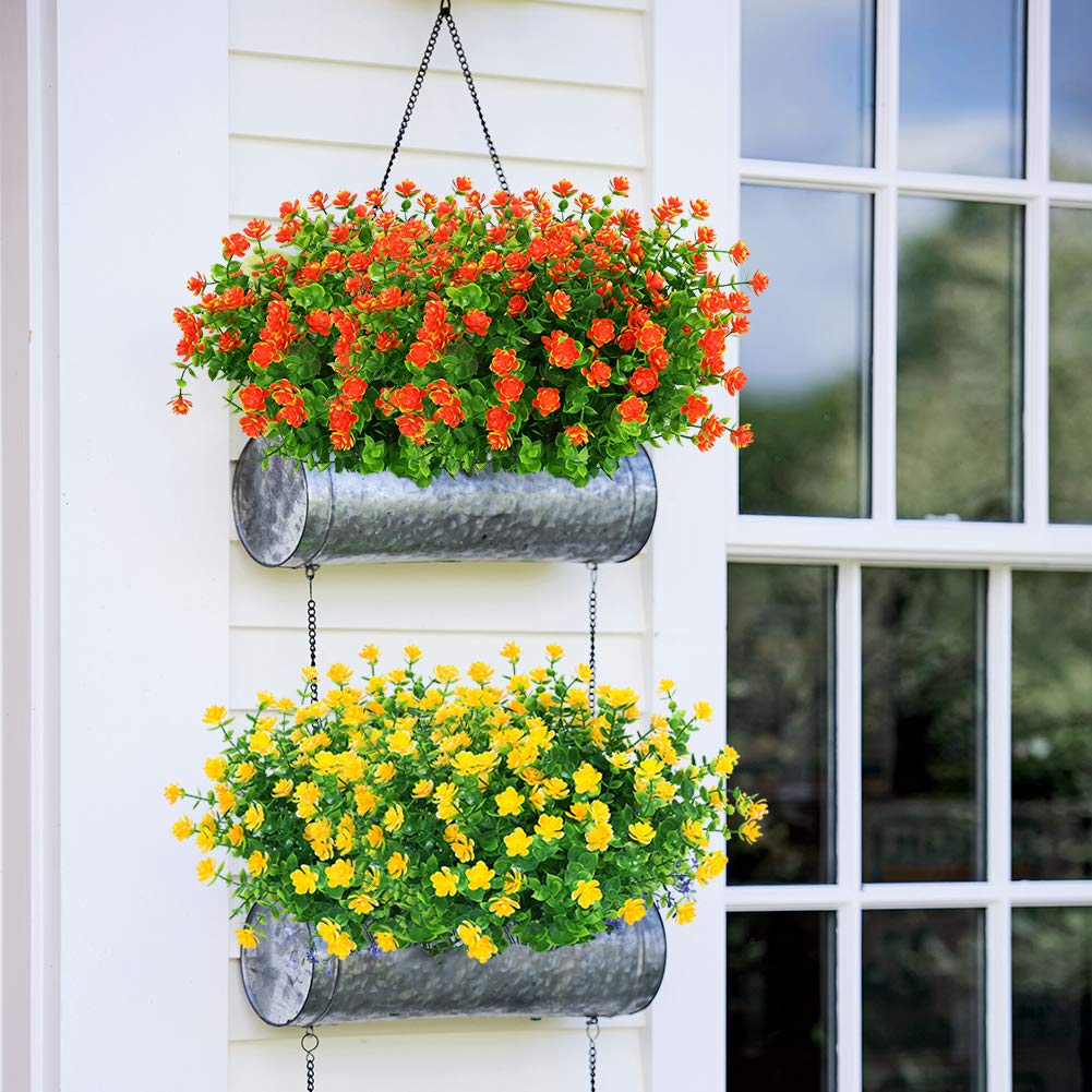 Artbloom 6 Bundles Outdoor Artificial Flowers Uv Resistant Fake Boxwood Plants, Faux Greenery For Indoor Outside Hanging Plants
