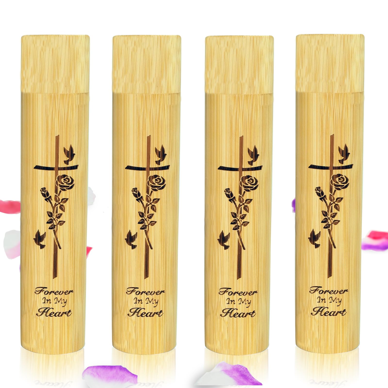 Set of 4 Small Bamboo Scattering Urn Tube for Human Ashes, ECO Friendly Bamboo Spreading Cremation Tube Urn for Human Pet Ashes(