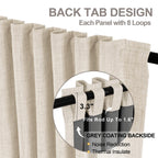 Inovaday 100% Blackout Cream Curtains For Bedroom, Thermal Insulated Linen Blackout Curtains 63 Inch Length 2 Panels Set, Back T