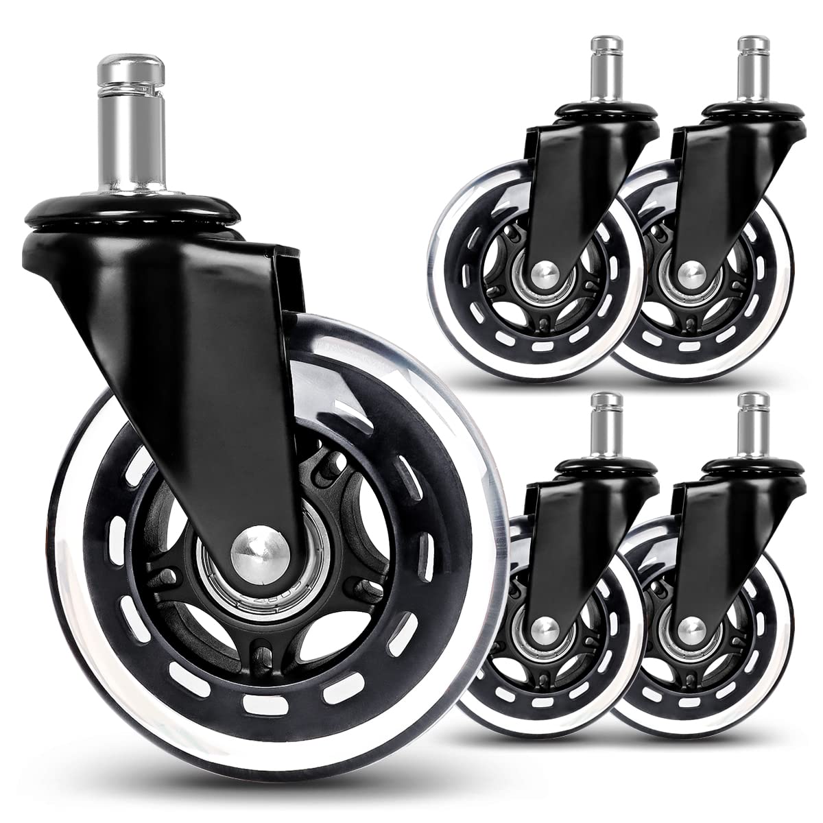 Office Chair Caster Wheels Replacement, Heavy Duty Casters Safe For All Floors,Without Chair Mats. 3' Office Furniture Casters