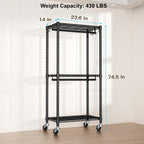 Futassi P3 Mini Rolling Clothes Rack, Clothing Racks For Hanging Clothes, Heavy Duty Garment Rack With Wheels, Freestanding Port