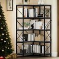 YITAHOME Corner Bookshelf, Industrial Corner Shelf 5 Tier Bookcase, Large Display Rack Storage for Bedroom, Living Room, Home Of