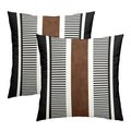 Kawani Boho Decorative Throw Pillow Covers 18X18 Inch Black White Brown Stripe Pillow Covers Set Of 2 Farmhouse Rustic Decorativ