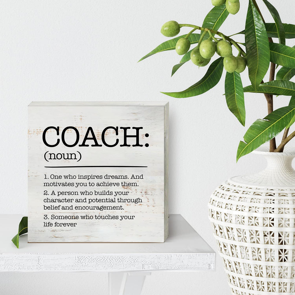 Hdky Wood Box Sign, Coach Definition, 5 X 5 Inches, Rustic Decorative Signage For Wall And Desktop, Ideal Gift For Any Occasion