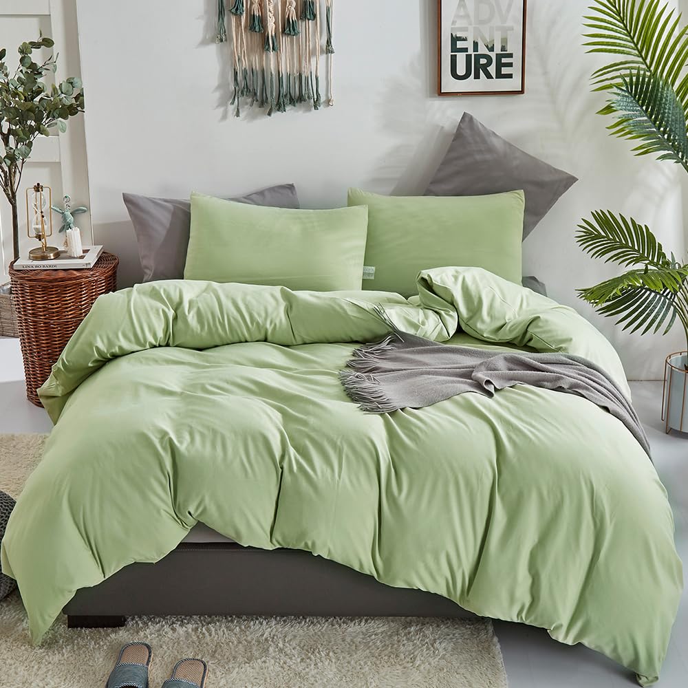 Clothknow King Comforter Set Green 3Pcs Sage Green Bedding Comforter Sets Pale Green Comforter King Soft Light Green King Size C