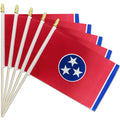 Pack Of 20, Handheld Tennessee Flags 5X8 Inch - Small State Of Tennessee Tn Flags On Wood Sticks With Spear Top, Mini Tennessean