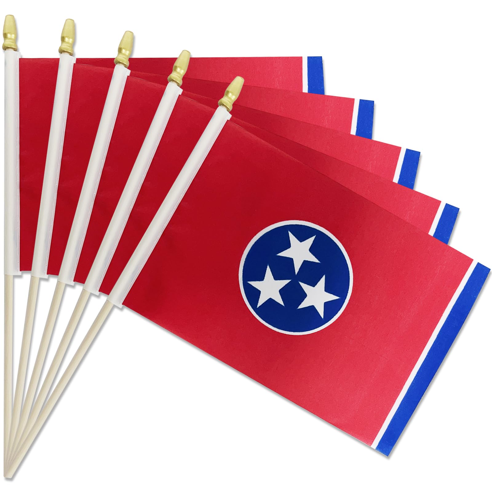 Pack Of 20, Handheld Tennessee Flags 5X8 Inch - Small State Of Tennessee Tn Flags On Wood Sticks With Spear Top, Mini Tennessean