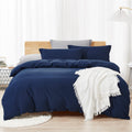 Dreaming Wapiti Duvet Cover King,Washed Microfiber Navy Blue King Size Duvet Cover Set,Solid Color - Soft And Breathable With Zi