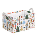 FYSUIMU 2Pcs Christmas Storage Basket Collapsible Canvas Organizer Cartoon Nutcracker Fabric Storage Bin with Handles for Shelf 