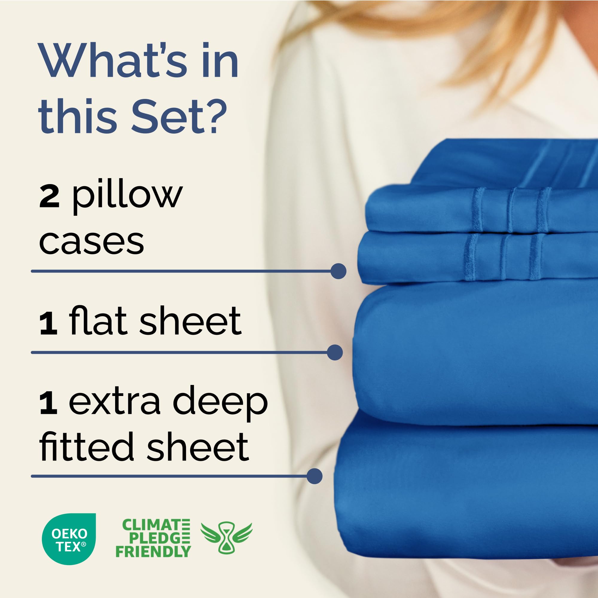 Extra Deep Pocket King Sheets - 4 Piece Breathable & Cooling Bed Sheets - Hotel Luxury Bed Sheet Set - Soft, Wrinkle Free & Comfy - Easily Fits Extra Deep Mattresses - Deep Pocket Royal Blue Sheets
