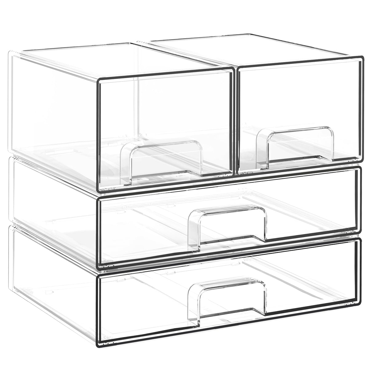 Stackable Storage Drawers, 3 Pack Clear Acrylic Makeup & Baby Bottle Storage Organizer, Versatile Storage Bins for Vanity, Under
