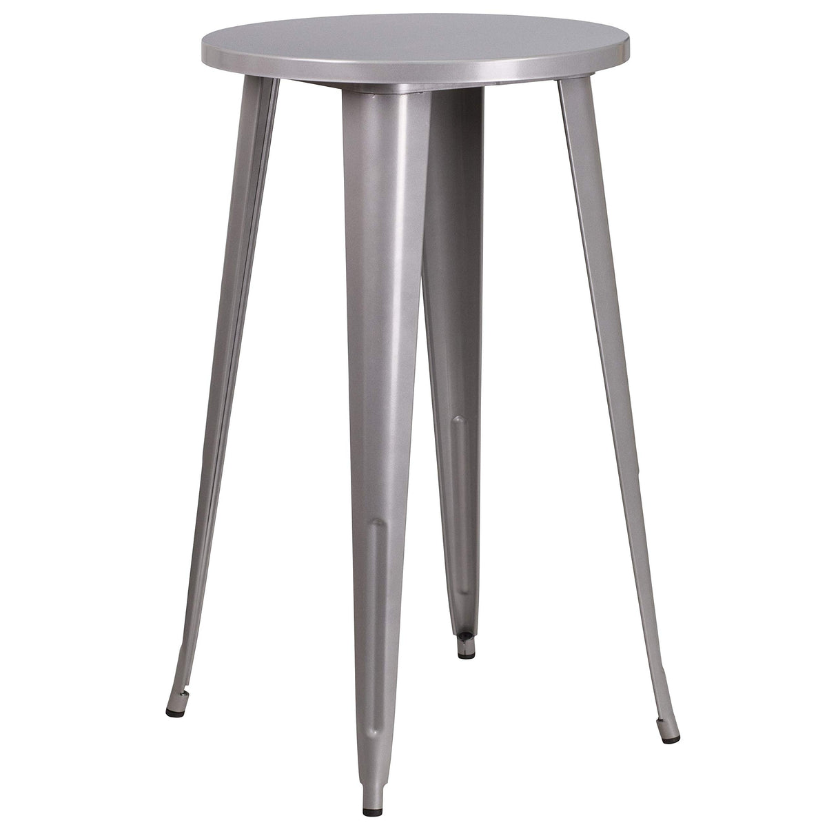 Flash Furniture James Commercial Grade 24&quot; Round Silver Metal Indoor-Outdoor Bar Height Table