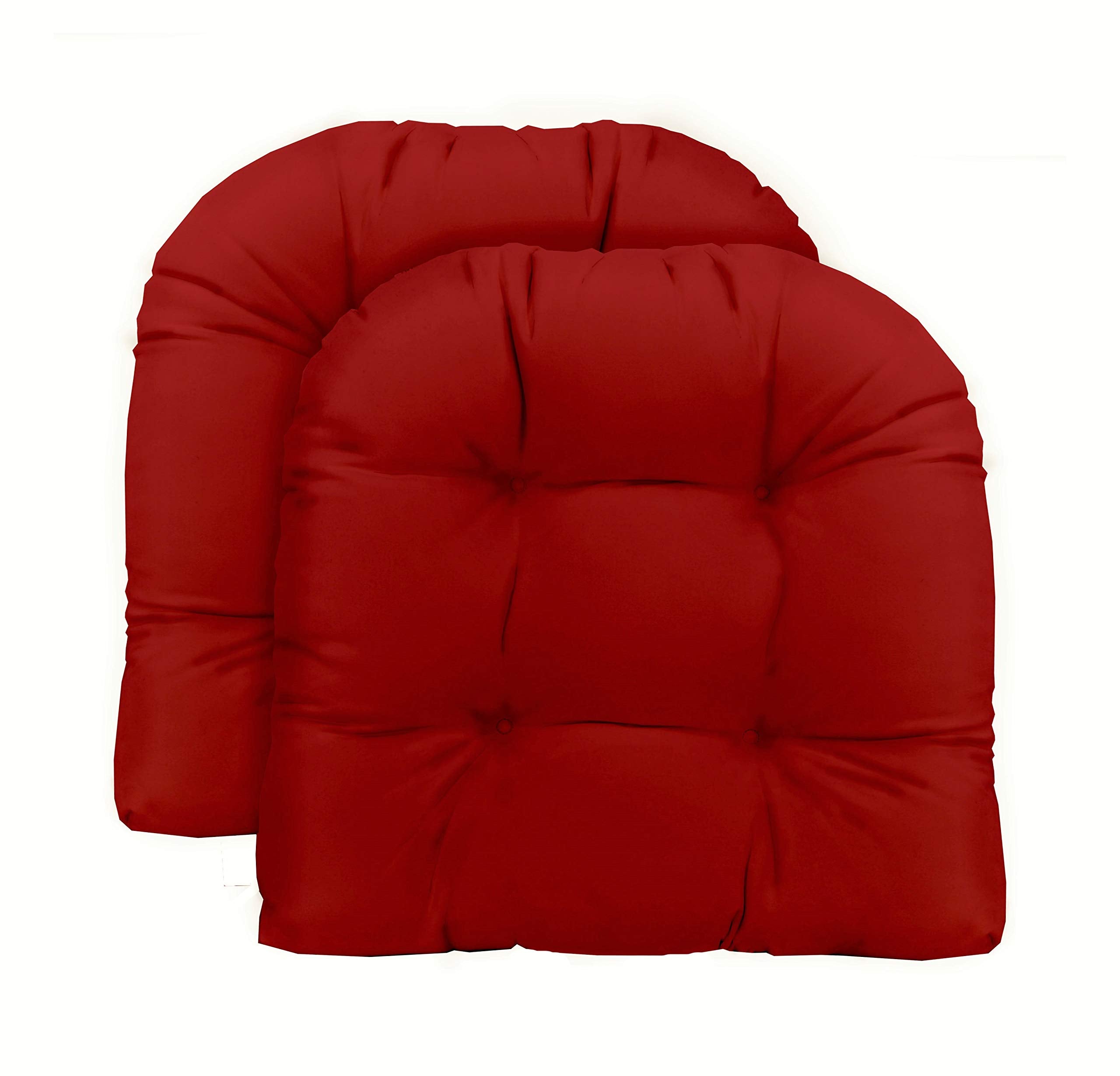 Rsh Decor: Tufted U-Shape Wicker Seat Cushions Set Of 2 | 22    X 22    | Water-Resistant Spun Fabric | Outdoor Chair Cushions F
