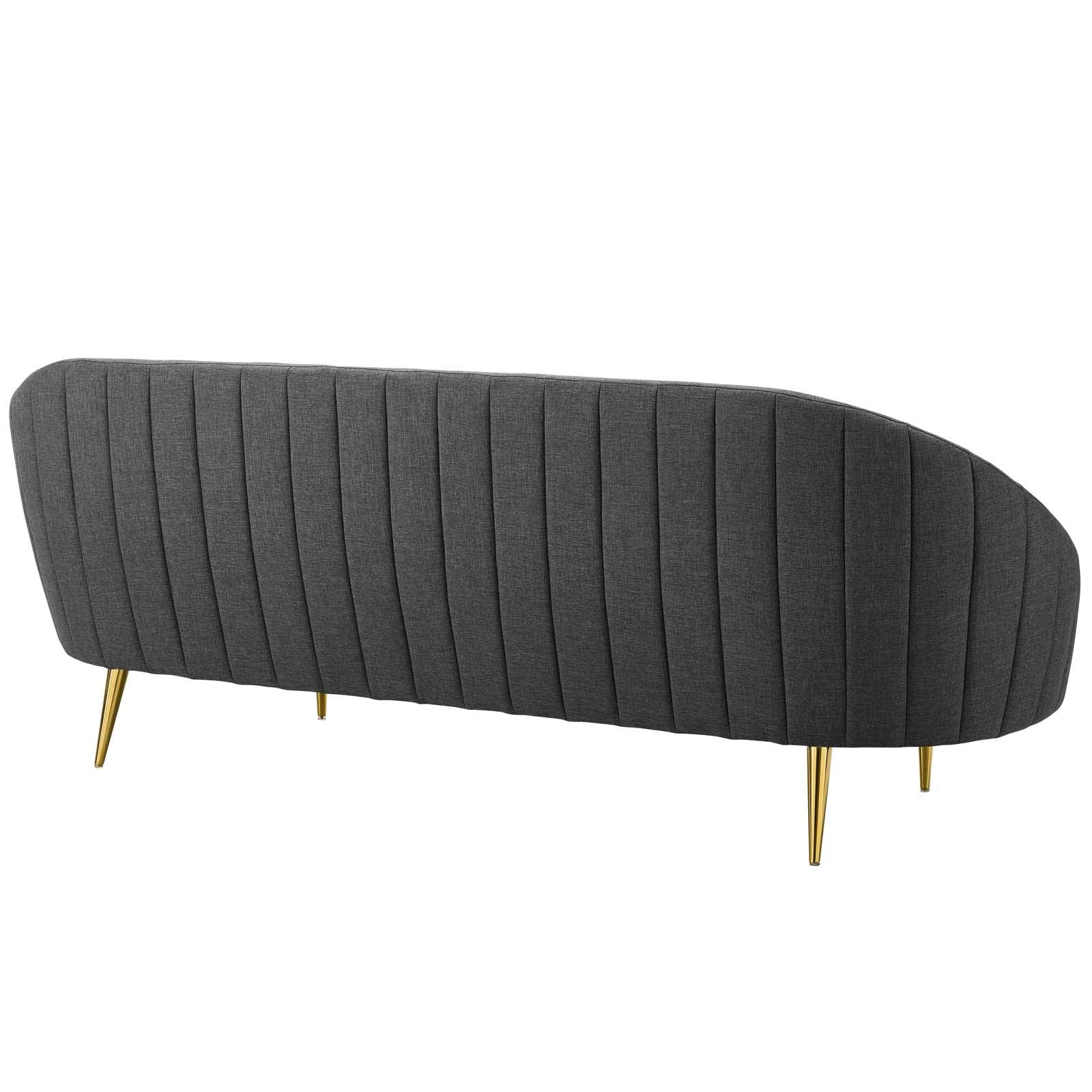 Modway Sublime Channel Tufted Curve Back Fabric Upholstered Sofa In Gray