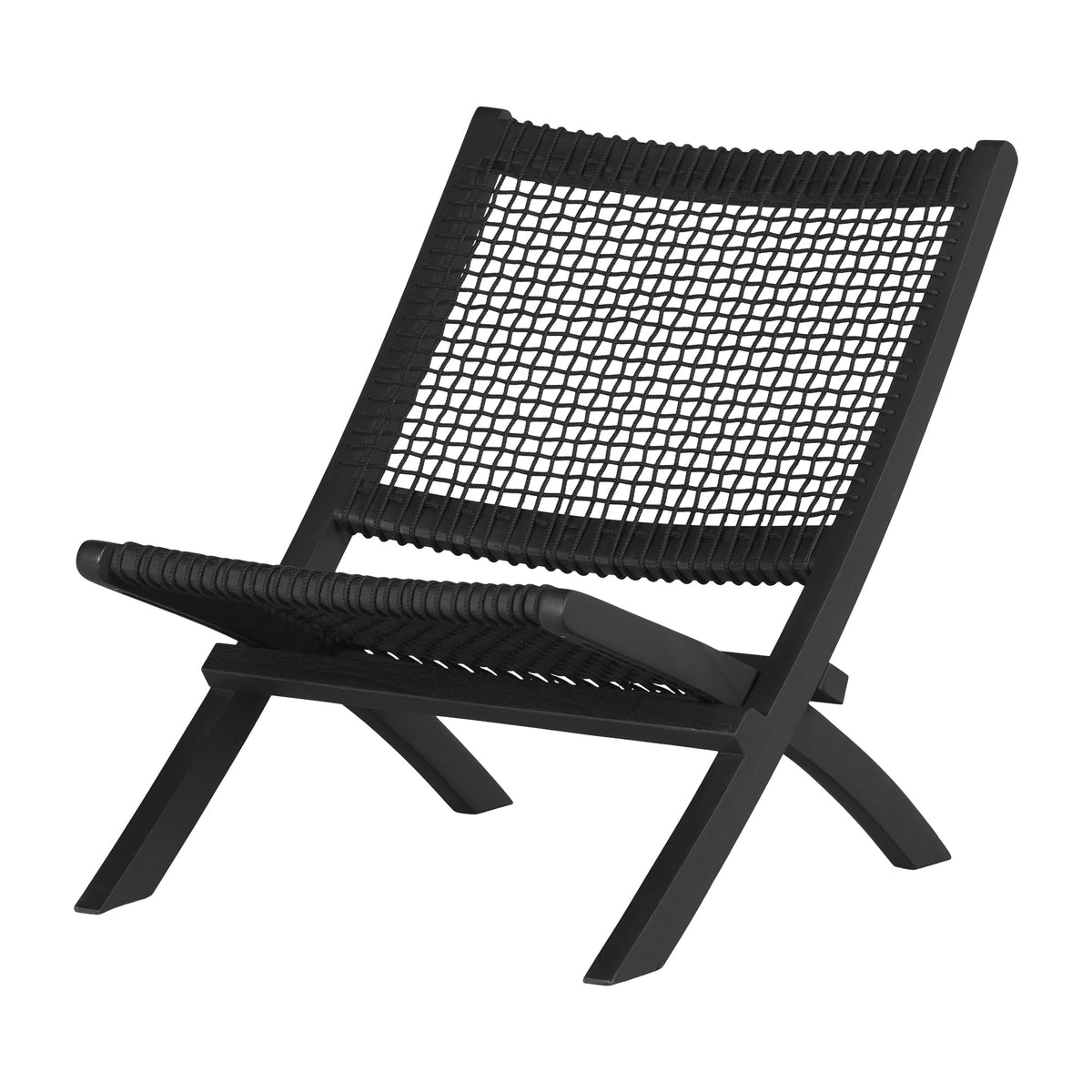 South Shore 15184 Agave Wood And Woven Rope Lounge Chair, Black