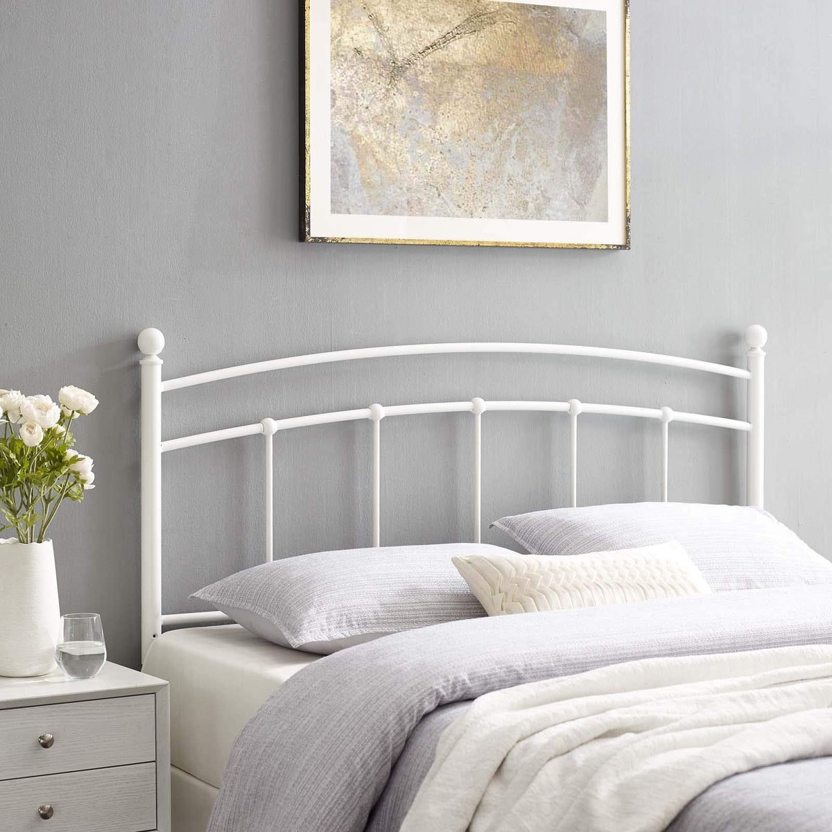 Modway Abigail Queen Metal Headboard In White