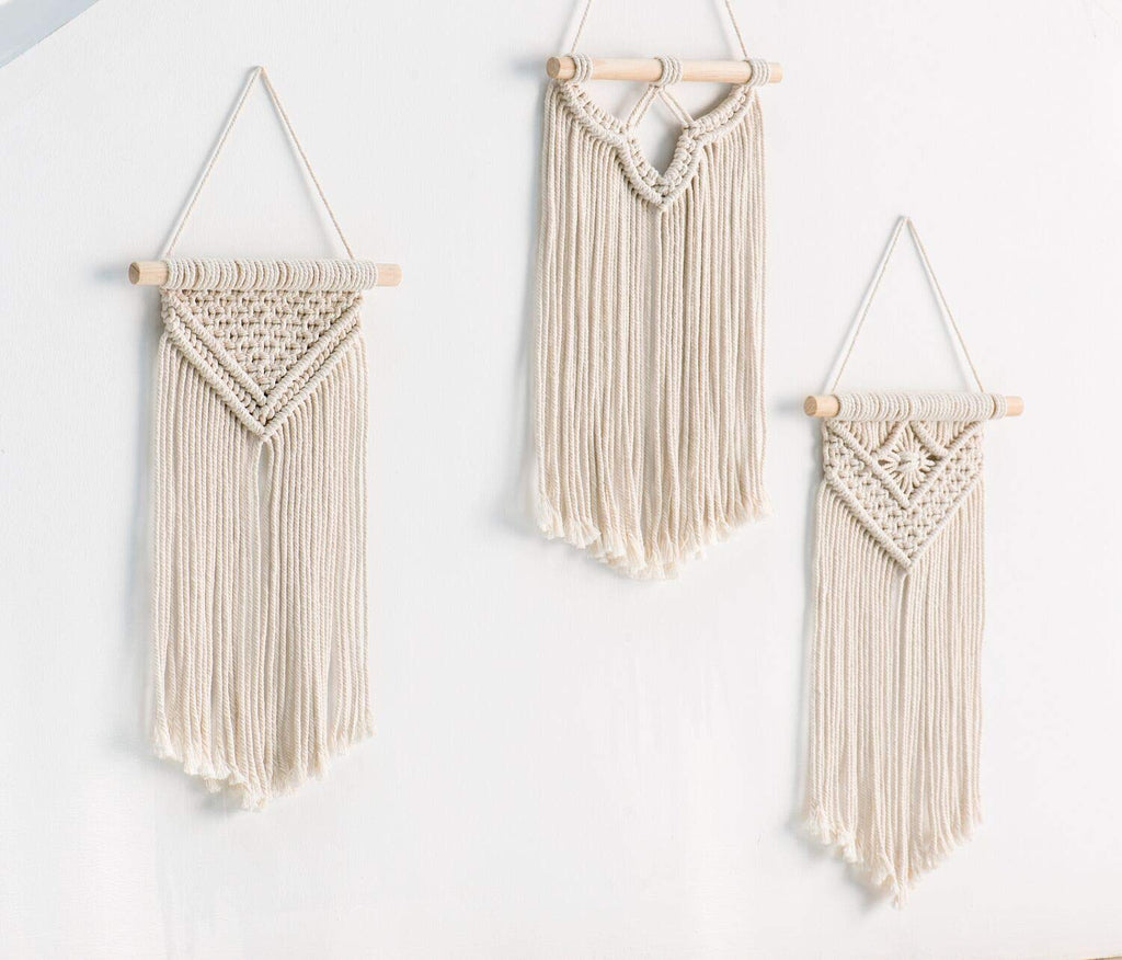 Mkono Small Macrame Wall Hanging 3 Pack Boho Art Woven Wall Decor Home Chic Decoration For Bedroom Living Room Apartment Gallery