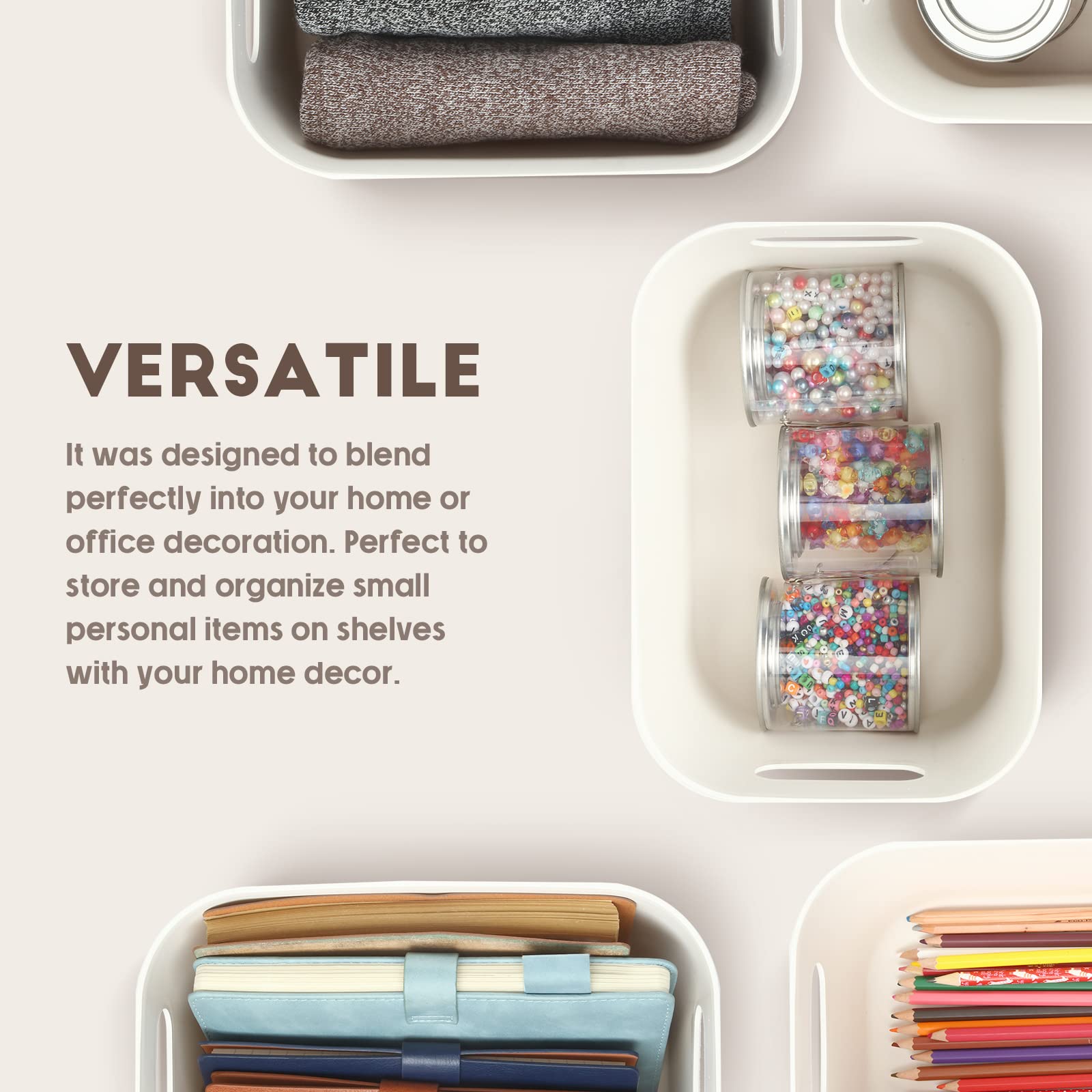 Tuanse 8 Pieces Plastic Storage Bins With Lids White Storage Box With Handle Stackable Containers With Lids For Organizing White