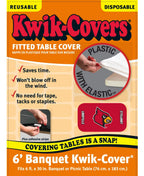 Collegiate Kwik-Covers Rectangle Plastic Table Covers, Bundle Of 2 (University Of Louisville, 6')