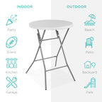 Best Choice Products 32In Bar Height Folding Table, Round Indoor Outdoor Accessory For Patio, Backyard, Dining Room, Events W/Thick Table Top, Metal Frame, Locking Legs, 330Lb Weight Capacity - White