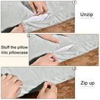 Phf Truly Velvet Zippered Body Pillowcase, No Insert, 1 Pack Ultra Soft Breathable Pillow Sham Cover With Zipper, 20'X 54' Long Luxury Cozy Warm Fuzzy Flannel Body Pillow Case, Sliver Grey