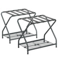 NEFROM Luggage Rack Pack of 2, Foldable Suitcase Stand with Storage Shelf, Metal Luggage Holder for Guest Room, Bedroom, Hotel L