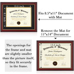 Minesaxel 11X14 Diploma Frame With 8.5 X 11 Opening Black Mat, Display 8.5X11 Degree Certificate Document, Wall Mount Or Tableto