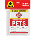 Pet Alert Safety Fire Rescue Sticker, 4''x5'' 6pack - Save Our Pets Emergency Pet Inside Decal - in Case of Emergency Danger Pet