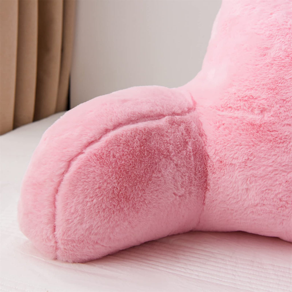 A Nice Night Faux Fur Reading Pillow Bed Wedge Large Adult Backrest With Arms Back Support For Resting In Bed/Couch For Bedrest,
