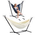 Suncreat 2-In-1 Convertible Portable Double Hammock With Stand Included, Outdoor Hammock And Stand, Patent Pending, Natural Tass