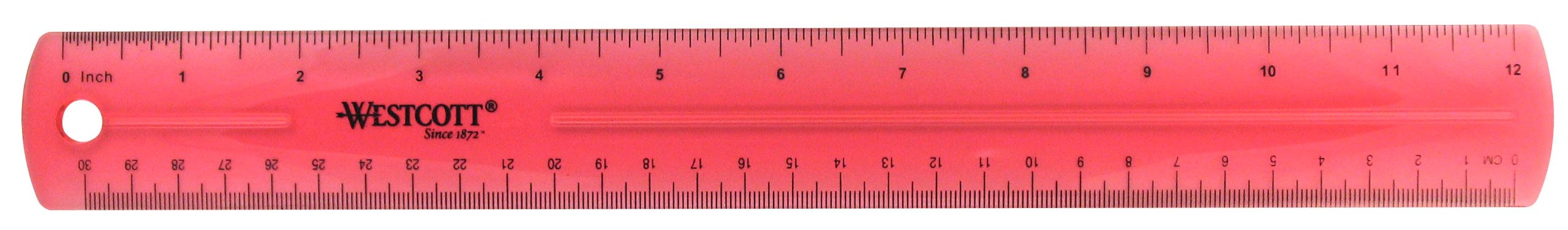 Westcott Jeweltone Plastic Ruler, 12-Inch, Pink (16022)
