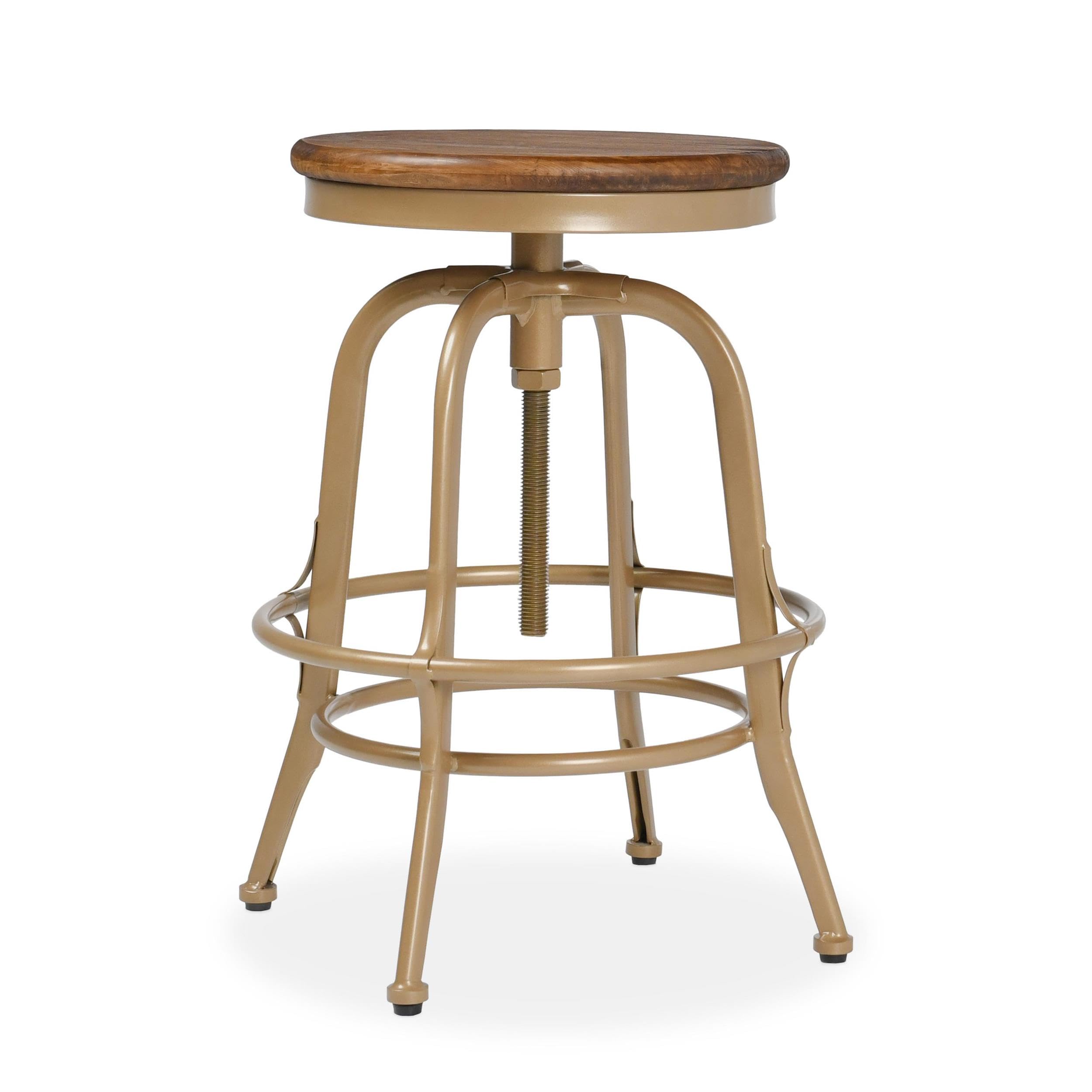 Kosas Home Piper 24-26&Quot; Adjustable Iron And Pine Wood Counter Stool In Natural