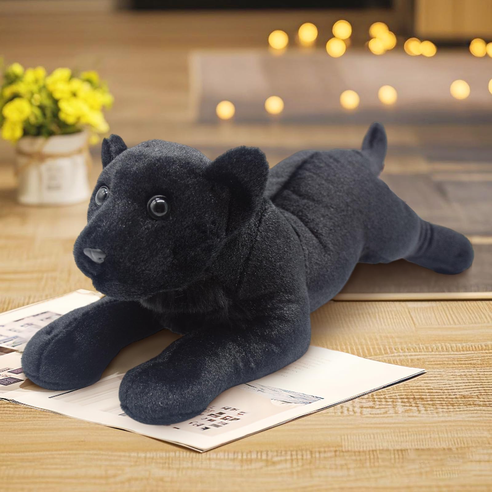Gisqis Black Panther Stuffed Animal 24 ' Jaguar Stuffed Animal Cute Black Panther Plush Realistic Jungle Stuffed Panther Toy Pi