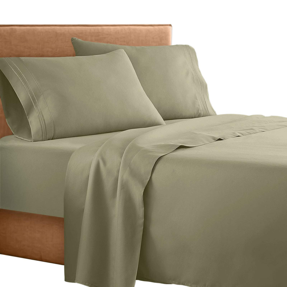 Clara Clark  Supreme 1500 Collection 4Pc Bed Sheet Set - Queen Size, Sage Olive Green