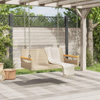 vidaXL Swing Bench Hanging Hammock Chair Outdoor Garden Beige Poly Rattan Steel Frame
