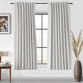 Uhitech Beige Linen Blackout Curtains 63 Inches Long 2 Panels Set For Living Room Modern Linen Textured Black Out Curtains Heati