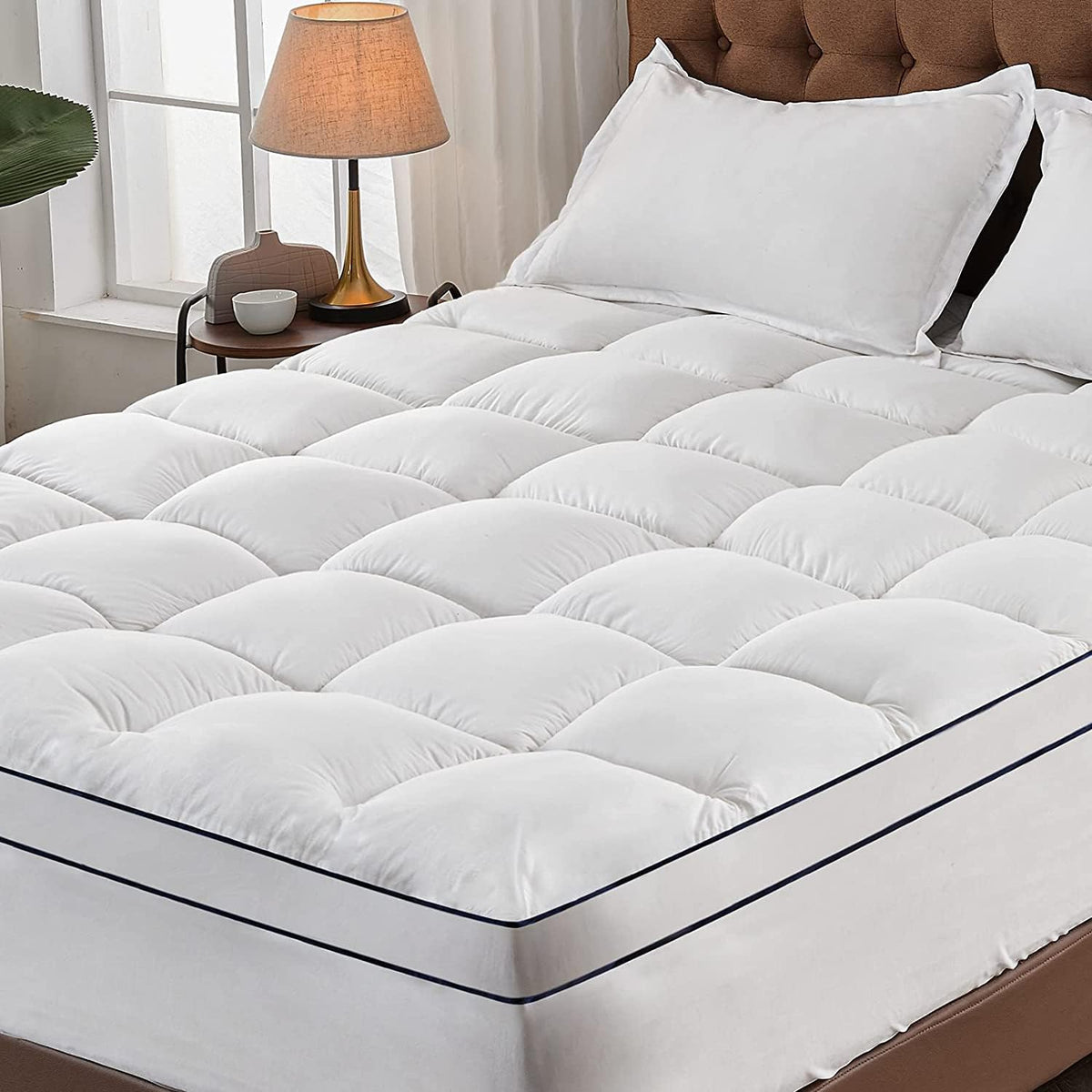 Cymula Short Queen Mattress Topper, Cooling Mattress Pad Cover, Extra Thick Pillow Top Mattress Topper With 8-21 Inch Elasticate